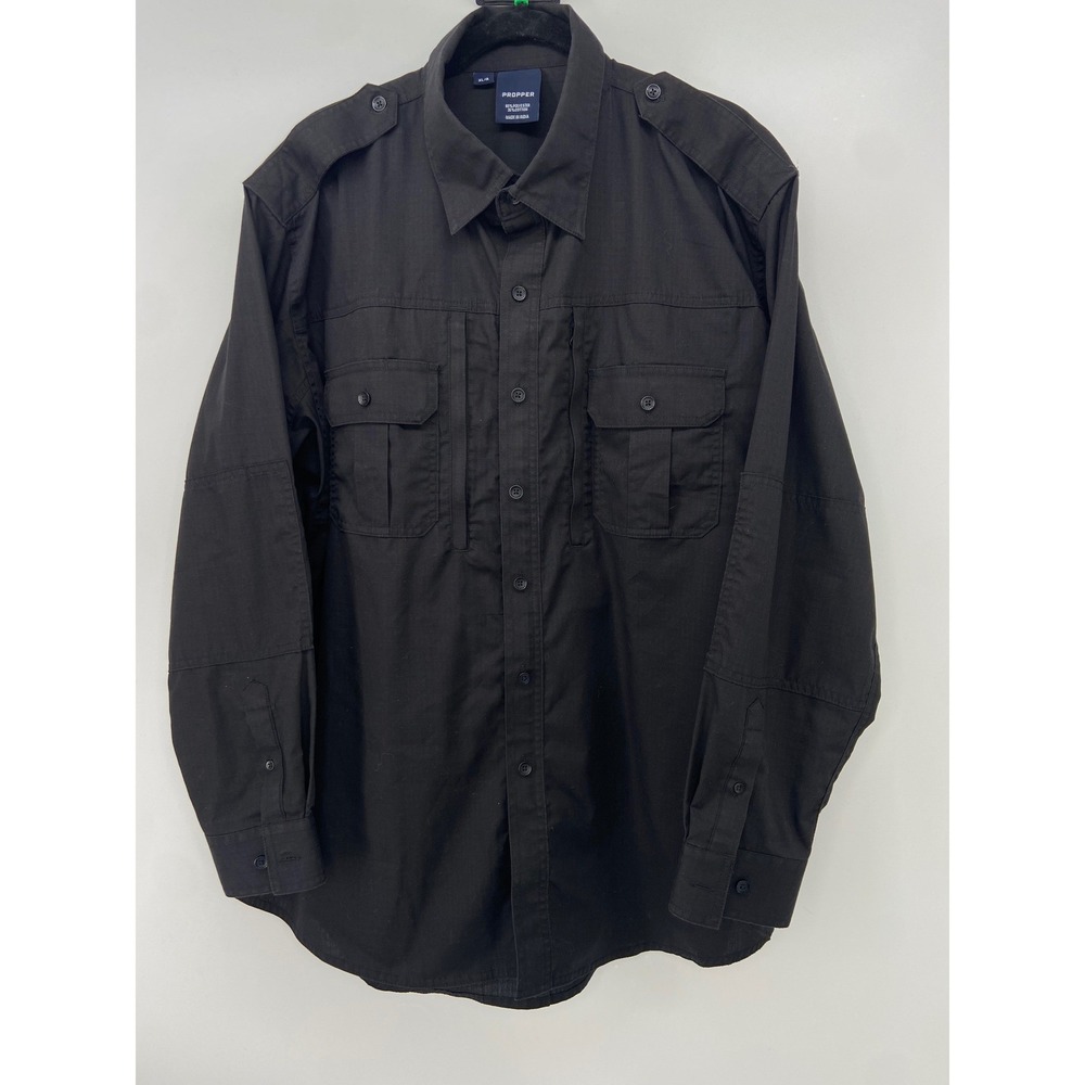 Propper Tactical Shirt Mens XL R Black F5312 Gorpcore Utility Uniform Military